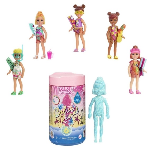 Barbie COLOR REVEAL COLOR BLOCK SERIES & SAND & SUN SERIES CHELSEA DOLLS - Picture 10 of 15